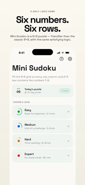 Mini Sudoku: Daily Puzzle screenshot 1