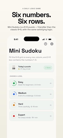 Mini Sudoku: Daily Puzzle iPhone screenshot