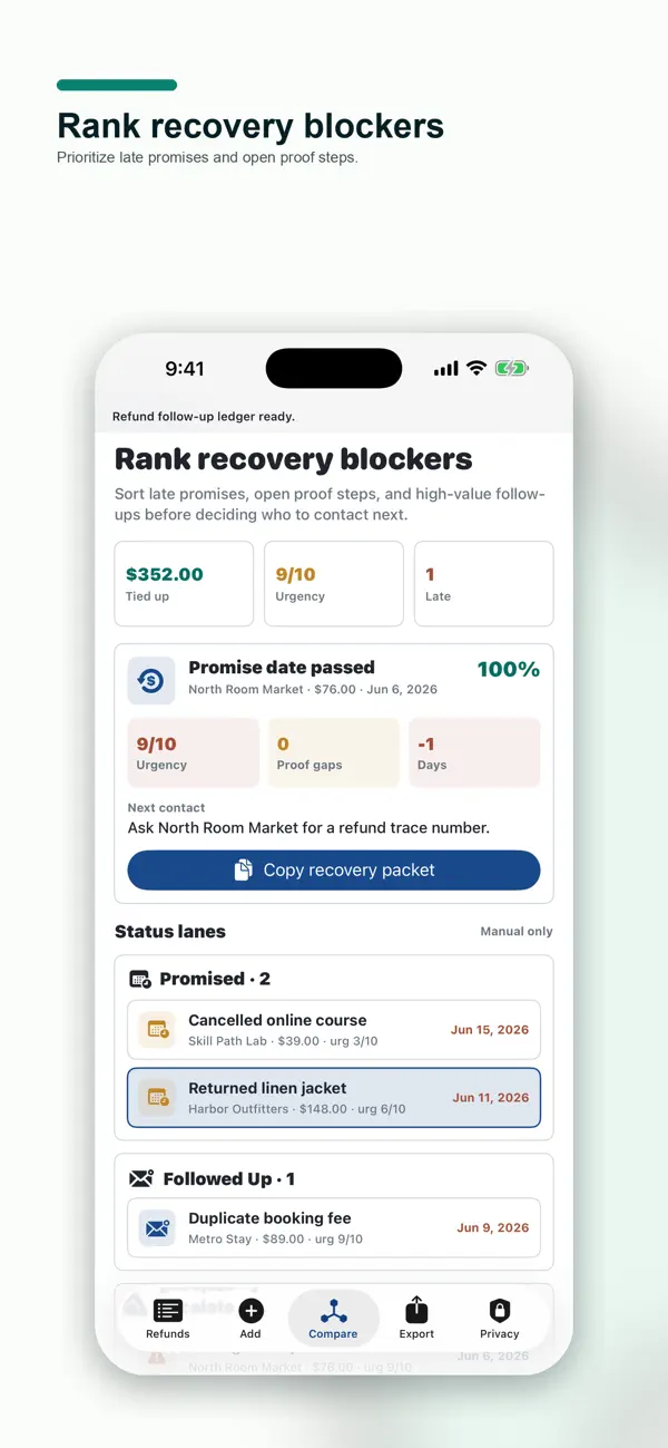 Screenshot #3 pour Refund Follow-up Ledger