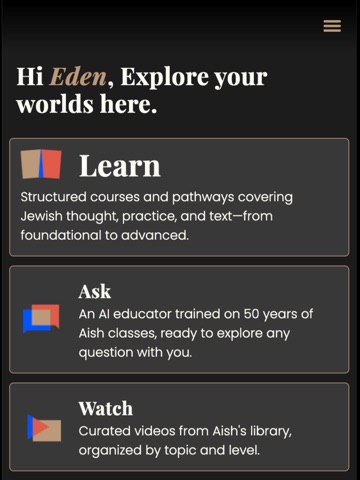 Aish University iPad screenshot