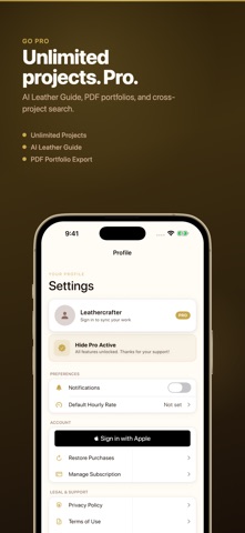 Leather Project Tracker - Hide screenshot