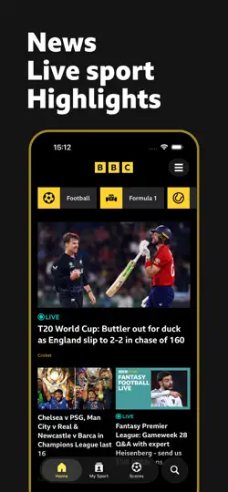 Capture d'écran de BBC Sport sur iPhone 1