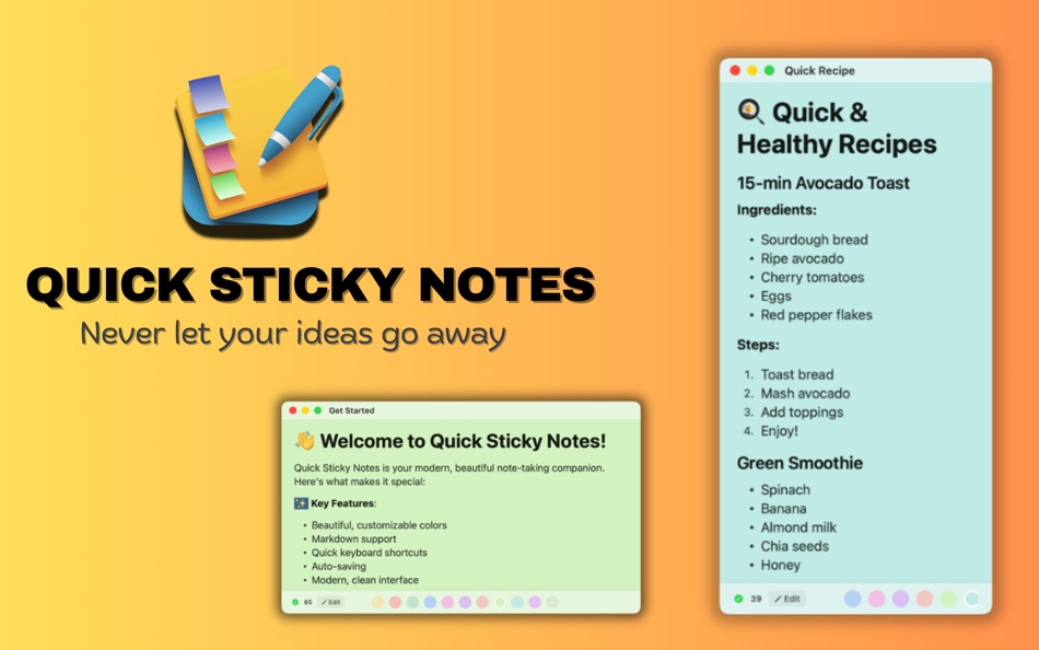 #1. Quick Sticky Notes (macOS) 来自: Prakash Joshi
