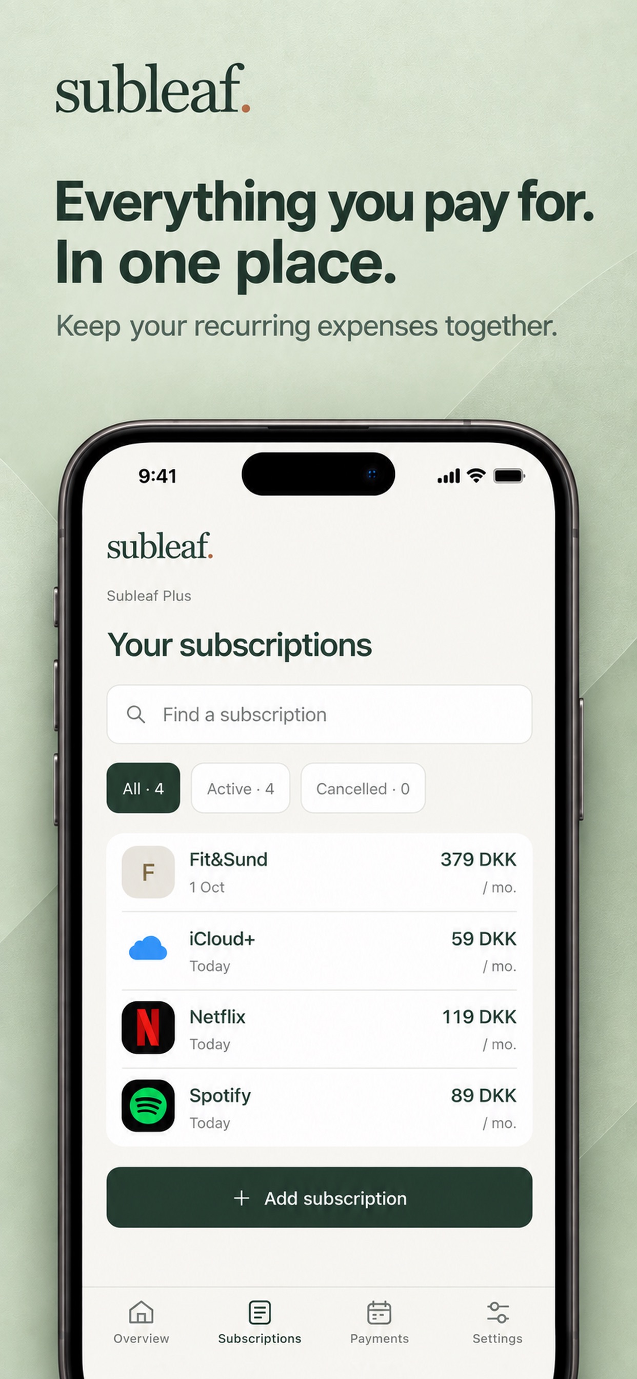 Screenshot 2 of Subleaf: Subscription Tracker