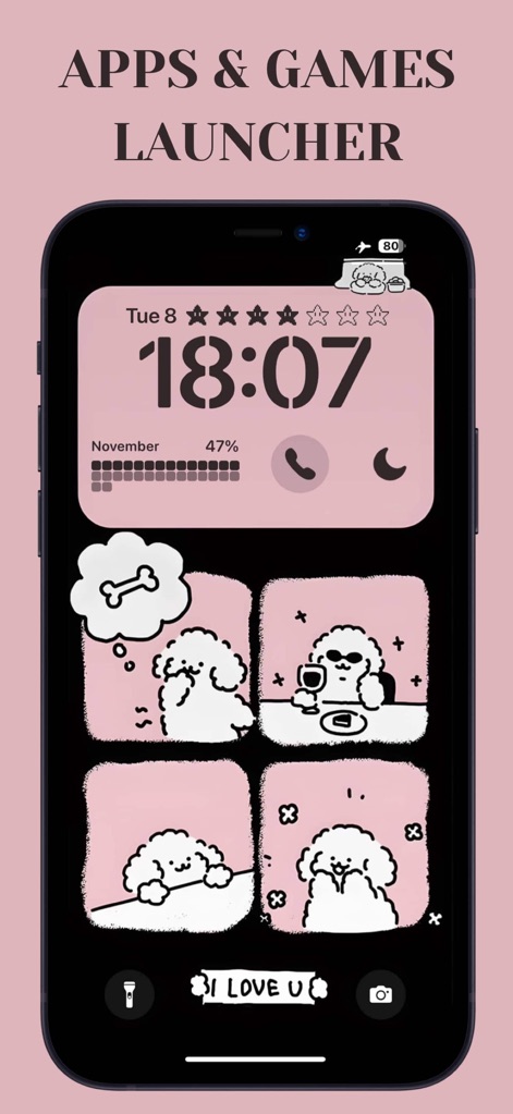 LockWidget - LockScreen Themes - Los usuarios pueden animar su pantalla de bloqueo con adorables widgets de mascotas animadas y una clara barra de progreso que indica el nivel de la batería.