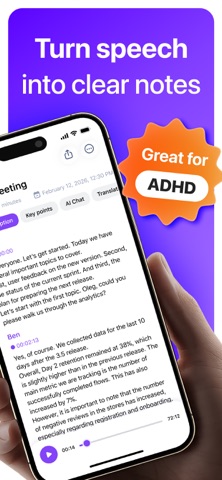 AI Note Taker・Speech to Text iPhone screenshot