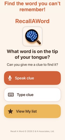 RecallAWord: Recall Anything app screenshot