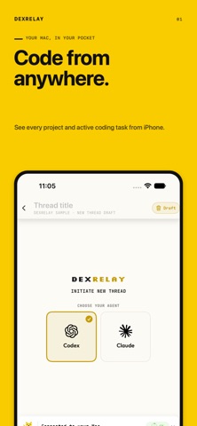 DexRelay: Claude Code & Codex Screenshot 1 of 5