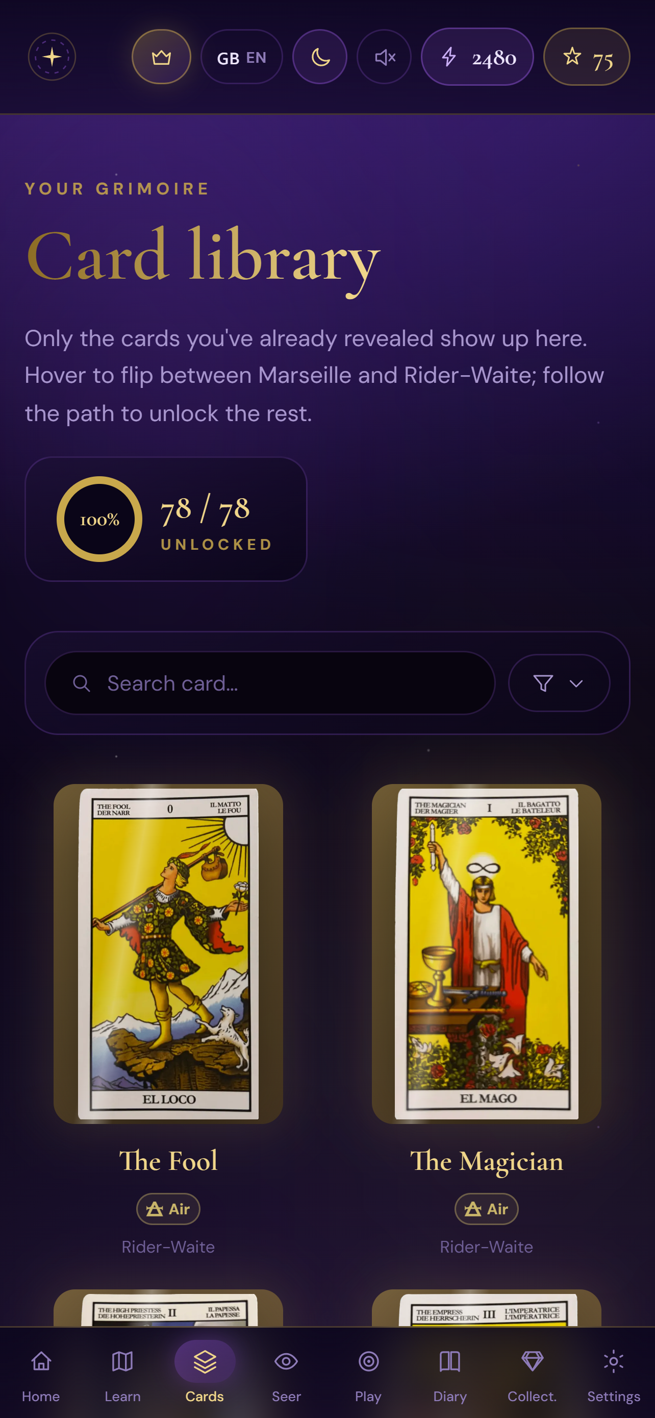 Arcana: Learn Tarot Cards screenshot 2