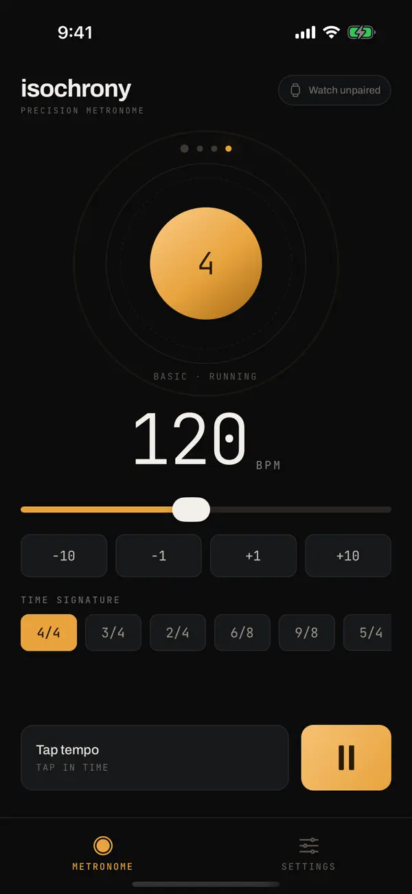 Screenshot #1 pour Cadence - Haptic Metronome