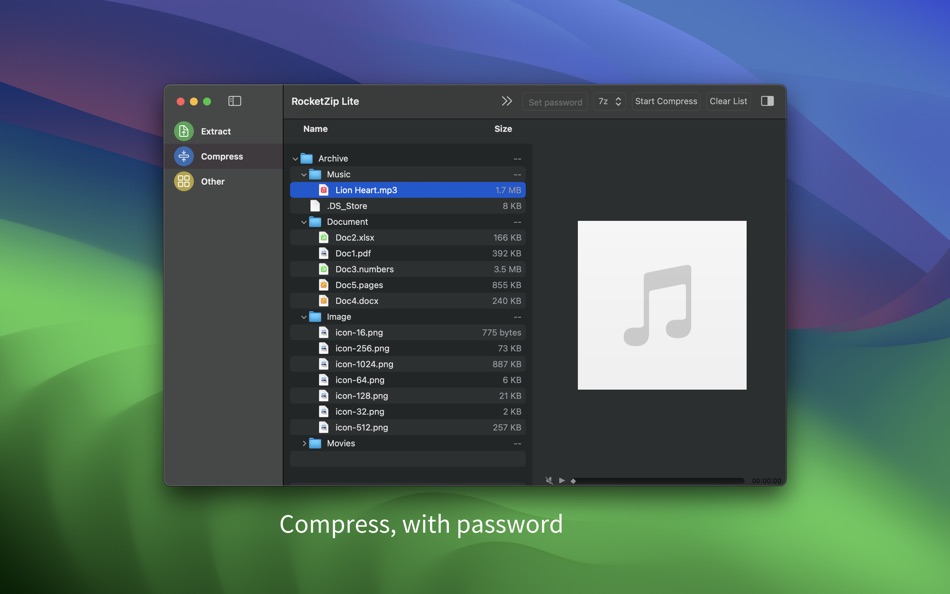 #2. 火箭解压 Lite (macOS) 由: 鸿樟 李