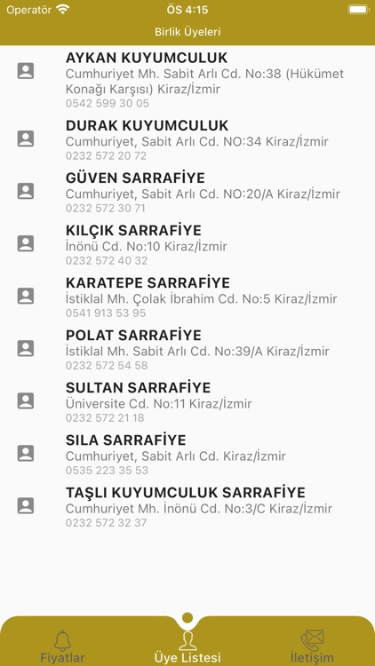 Kiraz Kuyumcular Birliği-SBYS