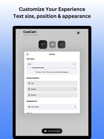 Teleprompter: For Video Record iPad screenshot