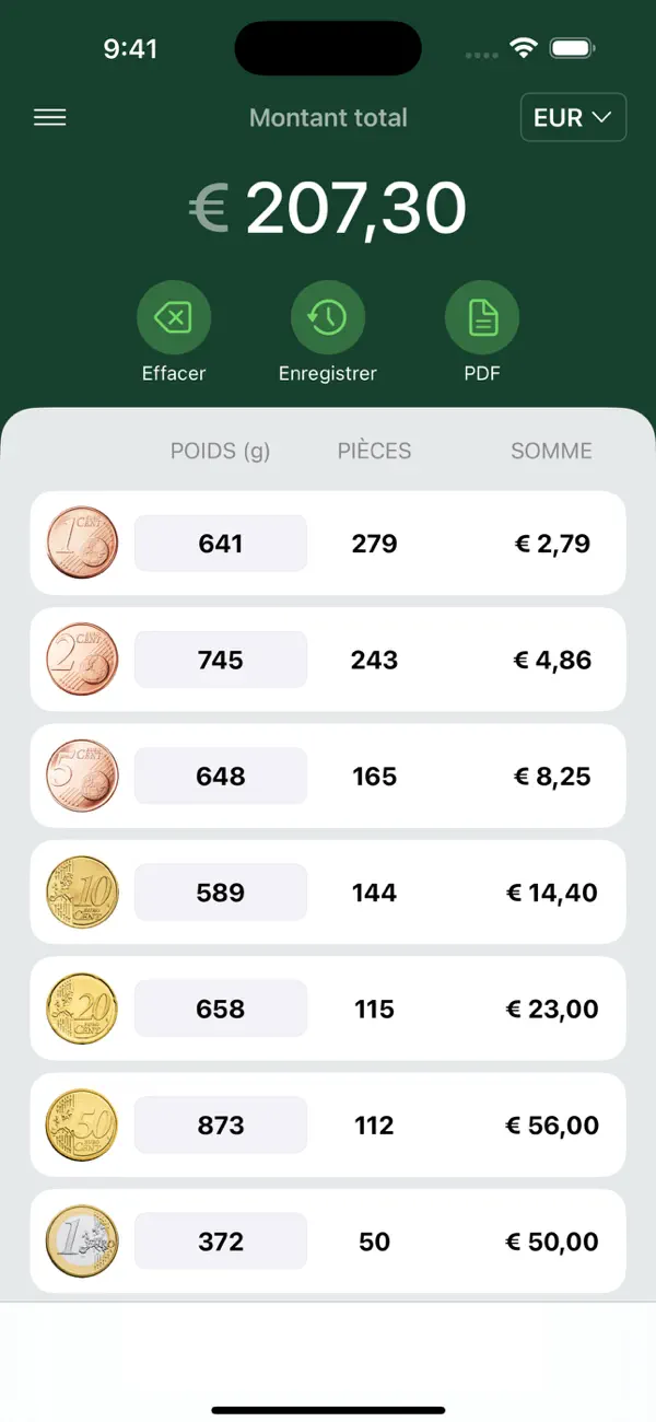 Screenshot #3 pour CoinPouch: Compteur de Pièces