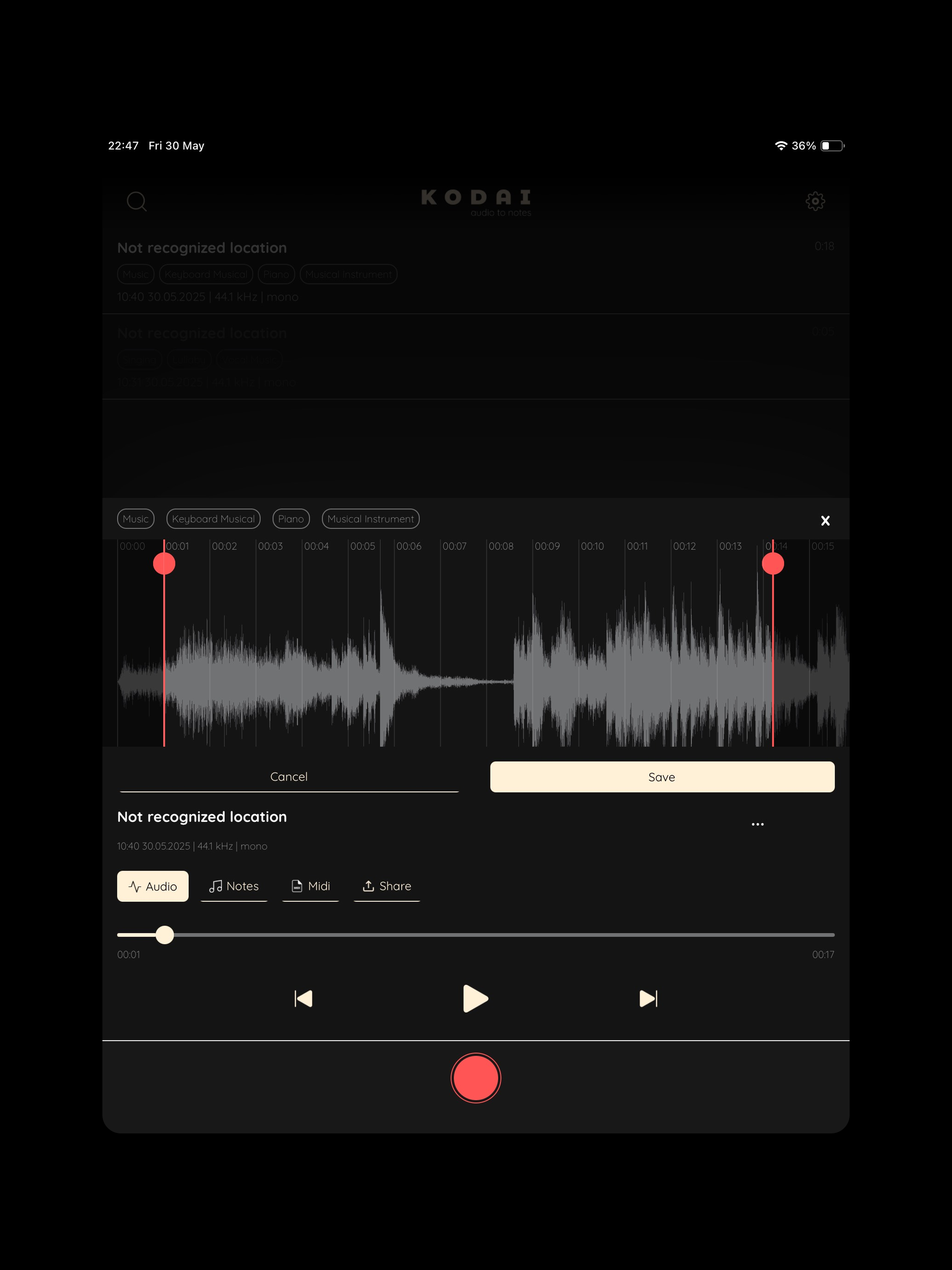 KODAI - Audio to midi screenshot 10