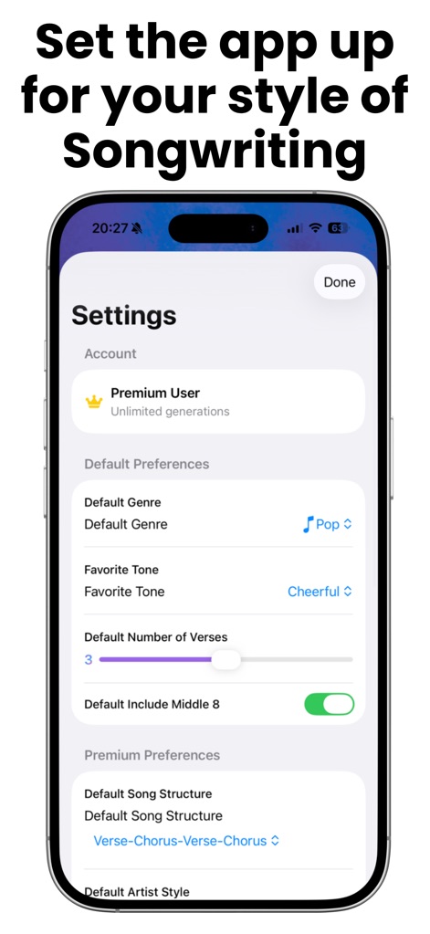 AI Song Lyric Writer Generator - ai-song-lyric-writer-generator-settings