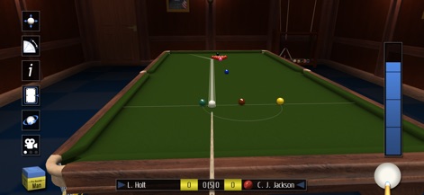 Pro Snooker 2026 - The precise aiming guide assists in setting up break shots, with clear visual feedback for cue ball spin.