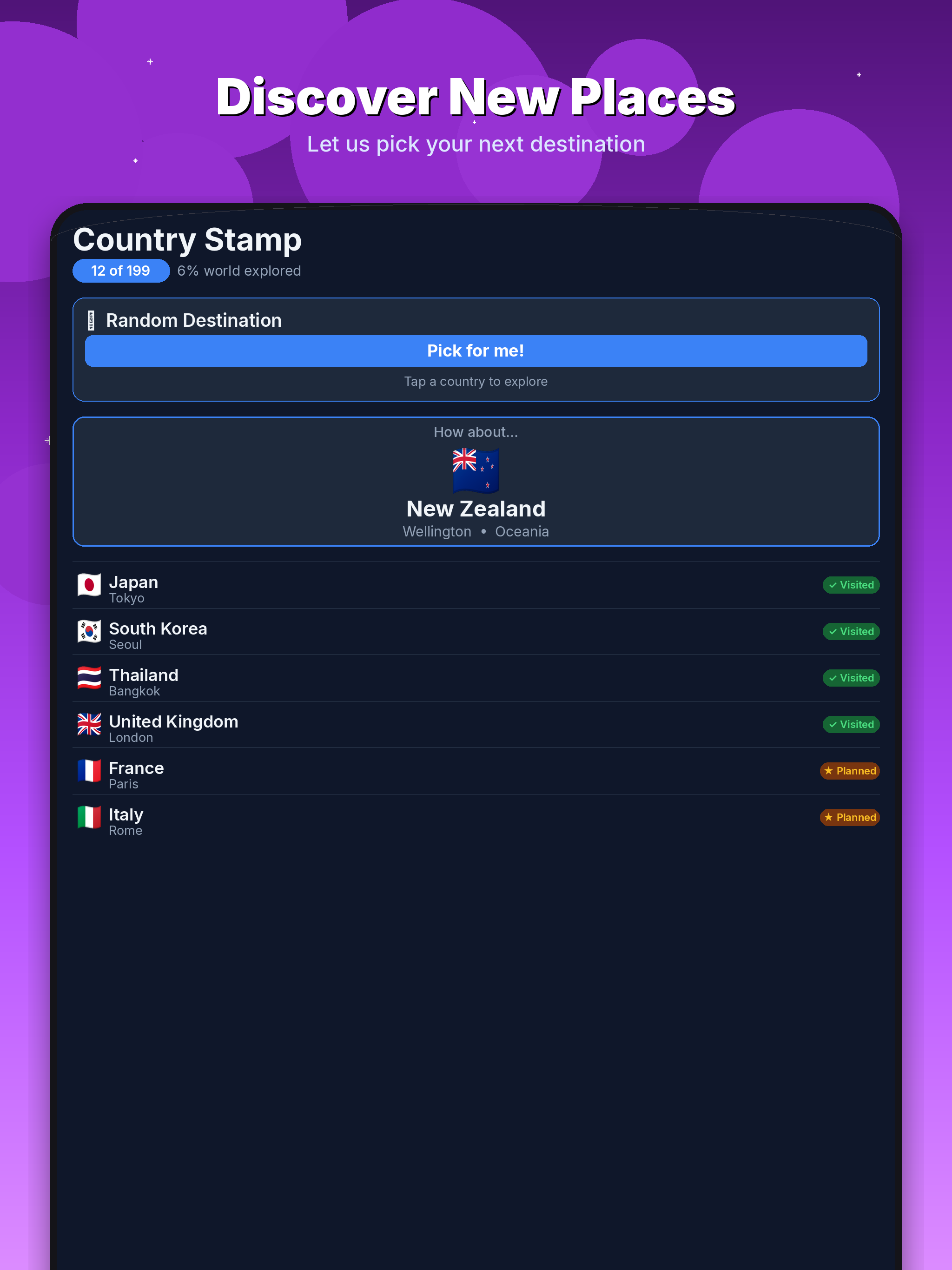 Country Stamp - Travel Tracker
