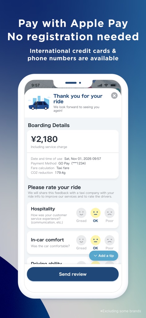 GO / Taxi app for Japan - Paiement et Retour Facilité