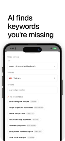 indie aso - keyword tracker iPhone screenshot