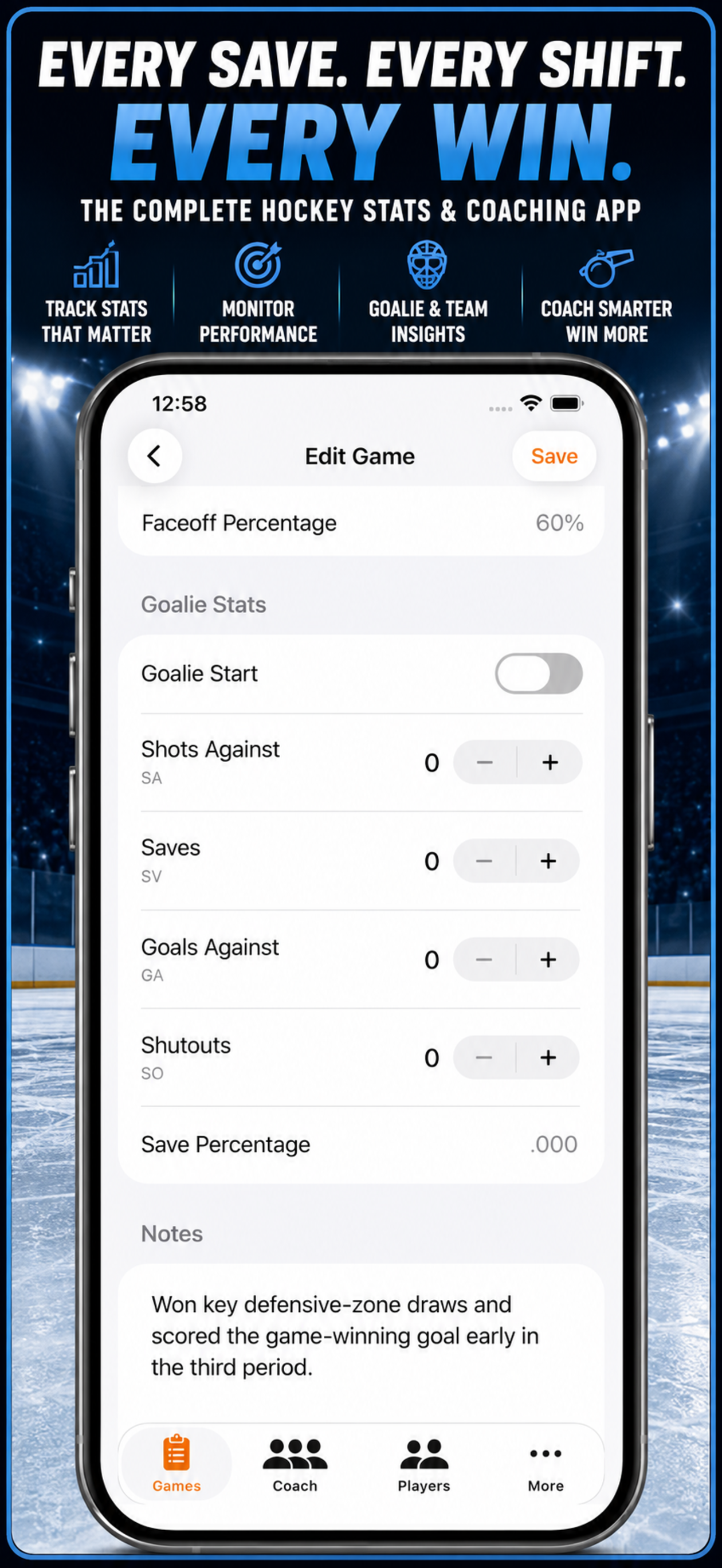 Hockey Player Stats Logbook screenshot 6