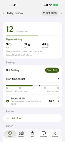 KetoLog: Personal Carb Tracker screenshot 1