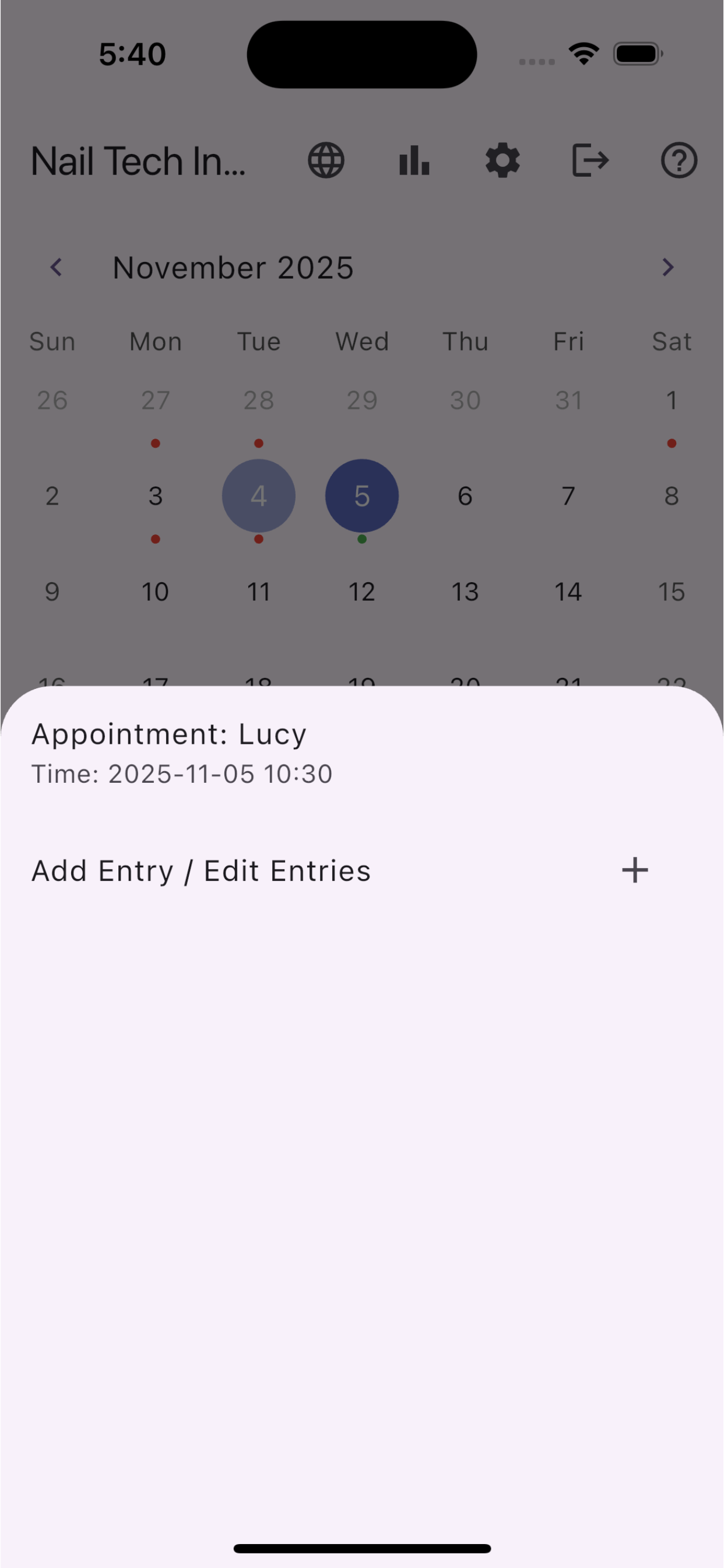 Nail Tech Income Tracker