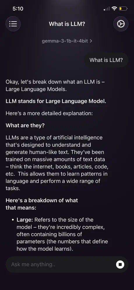 Think Local: AI Private Chat 本地 AI 模型应用截图