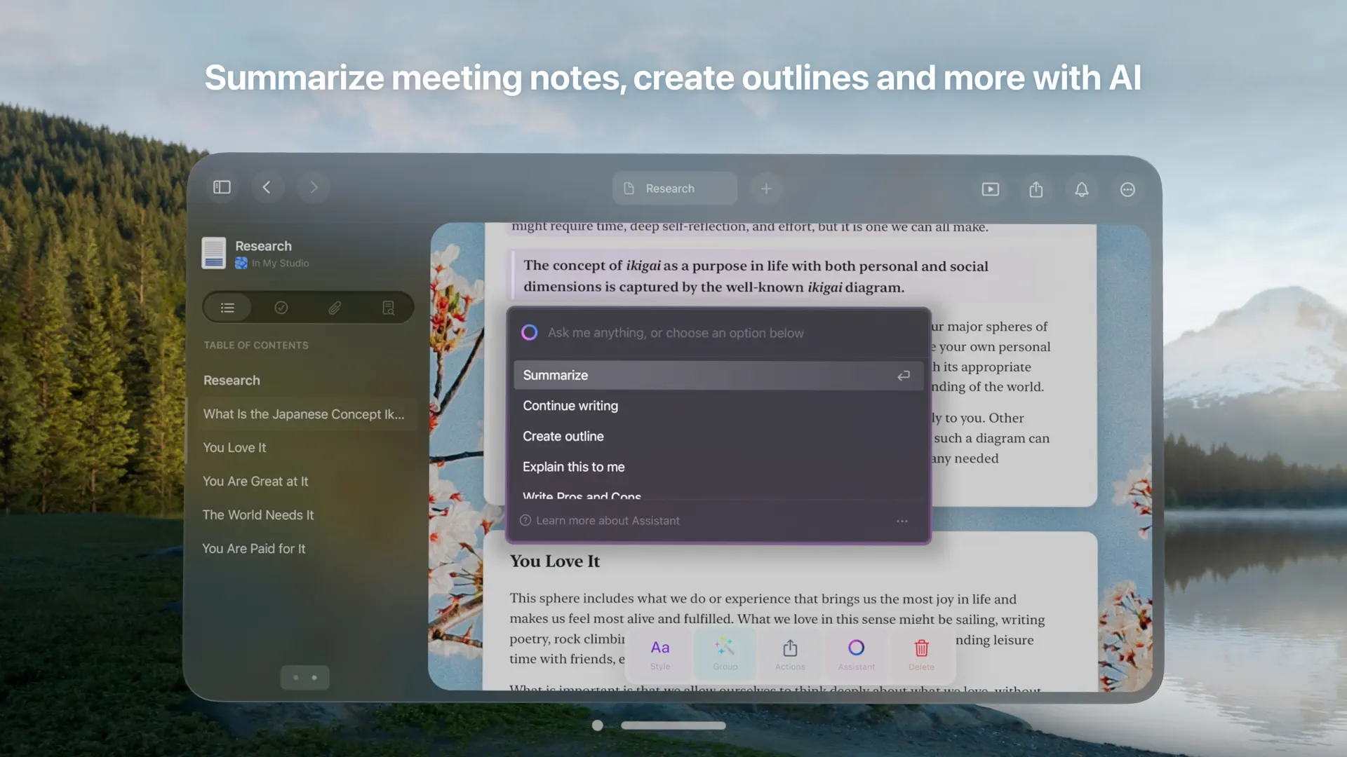 Craft: Write docs, AI editing screenshot 2