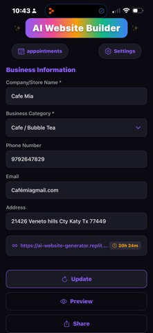 AI-Website Builder iPhone screenshot