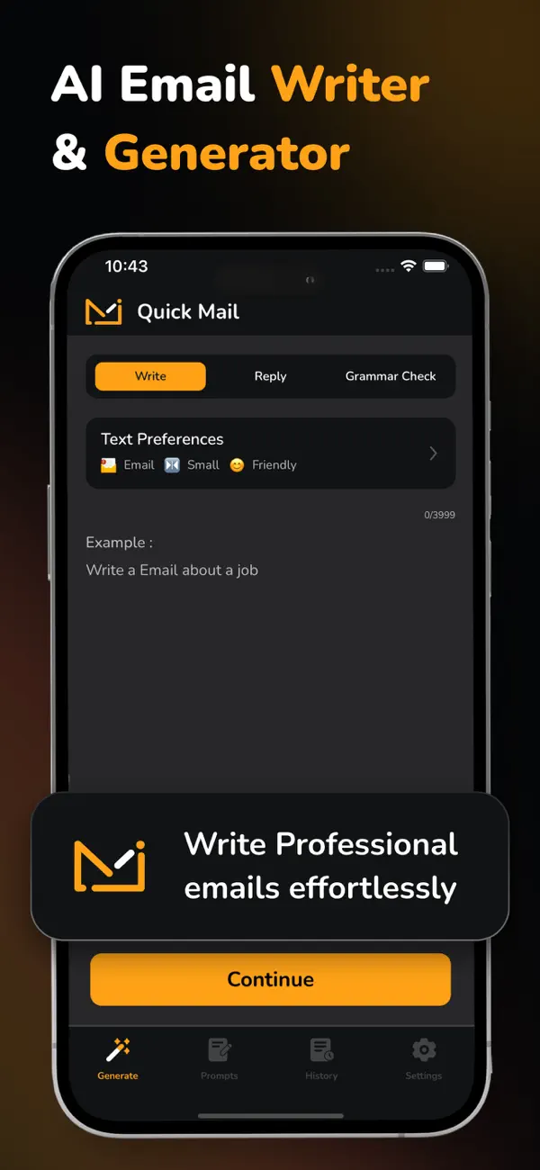 Screenshot #1 pour QuickMail: Rédacteur Email IA