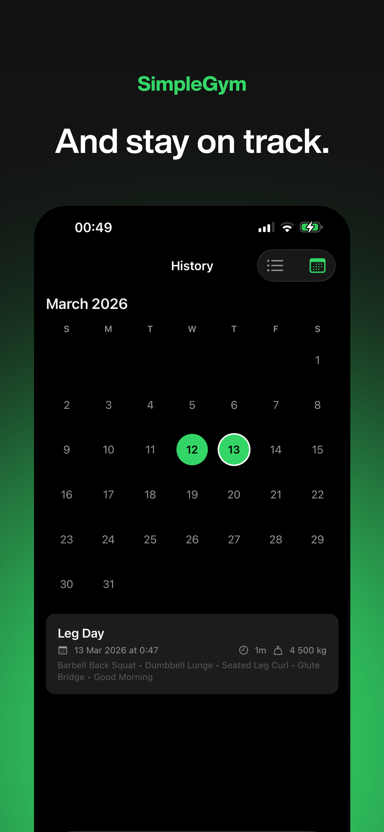 SimpleGym - Log your workouts