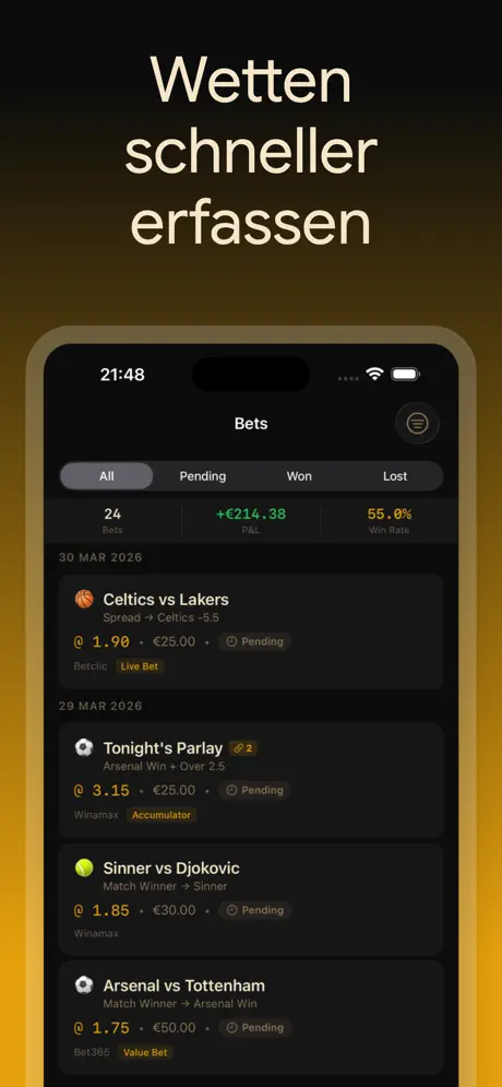 BetLog — Sportwetten Tracker — iPhone-Screenshot 5