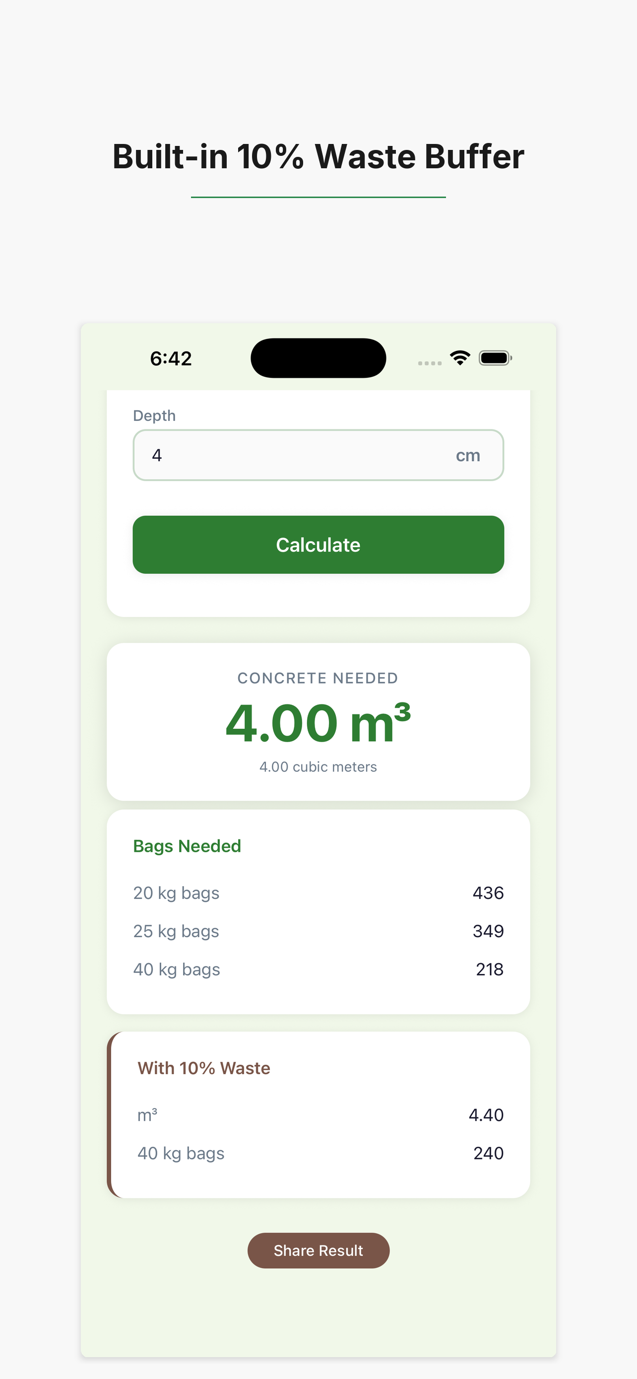 Concrete Calculator: Bags
