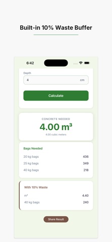 Concrete Calculator: Bags iPhone screenshot