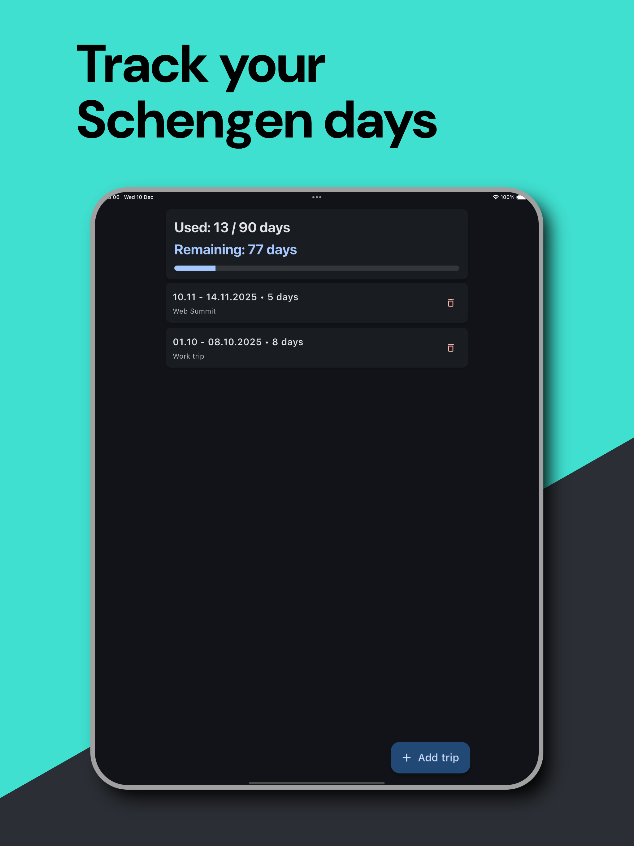 My Schengen Days Calculator screenshot 5