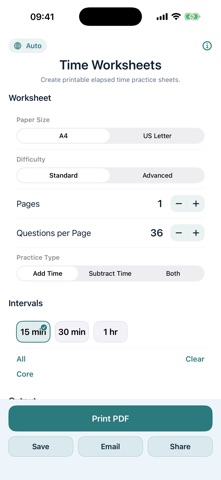 Time Worksheets iPhone screenshot