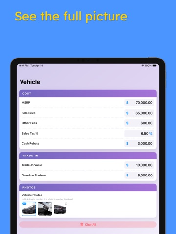 Car & Auto Payment Calculator iPad screenshot