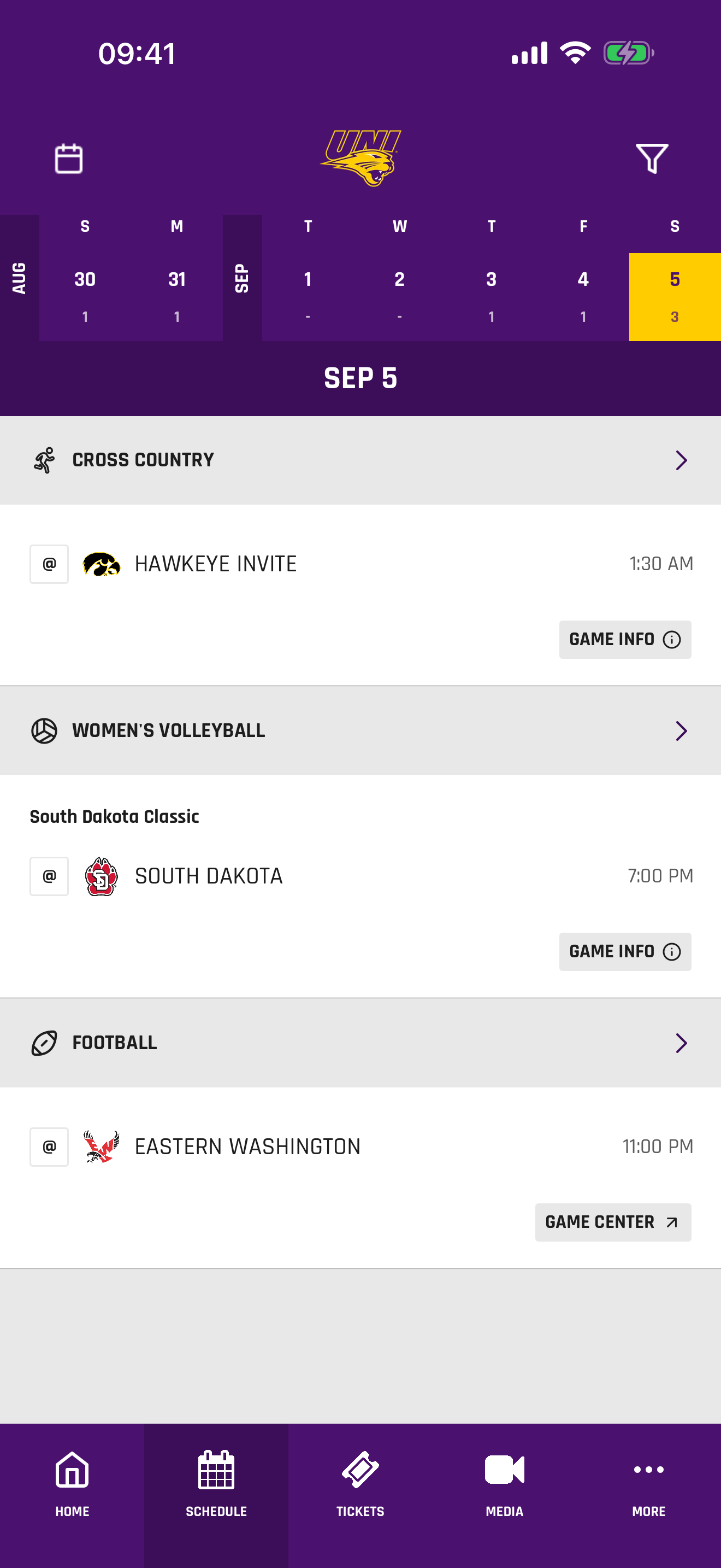 UNI Panther Athletics screenshot 2