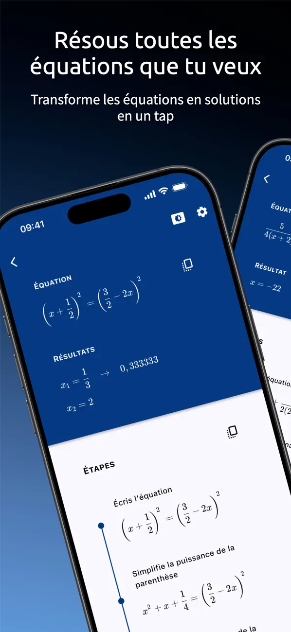 Screenshot #1 pour Résous Équations & Systèmes