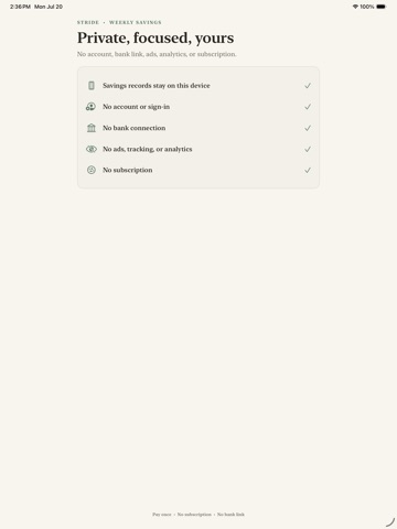Stride: Weekly Savings Goals iPad screenshot