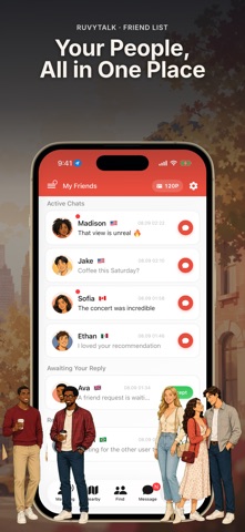 RuvyTalk - Friends & AI Chat iPhone screenshot