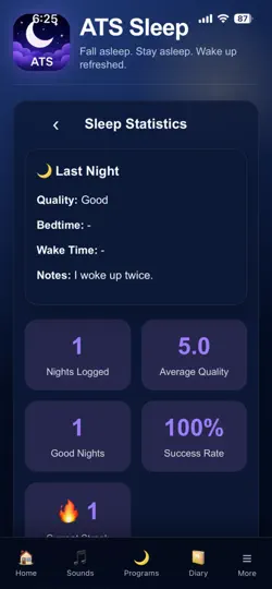 Captura de pantalla de ATS Sleep en iPhone 5