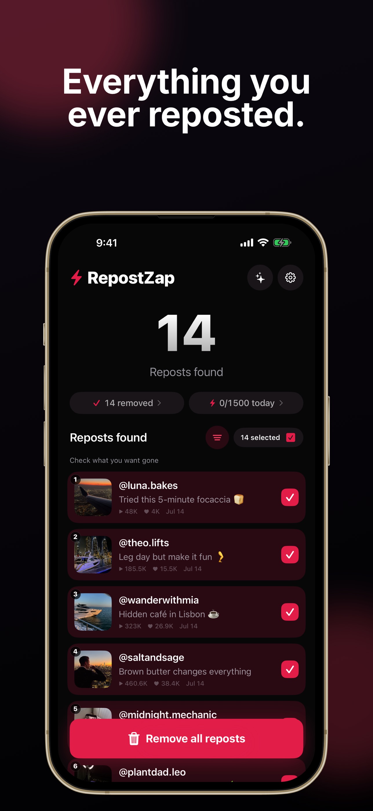 Screenshot 2 of RepostZap: Repost Remover