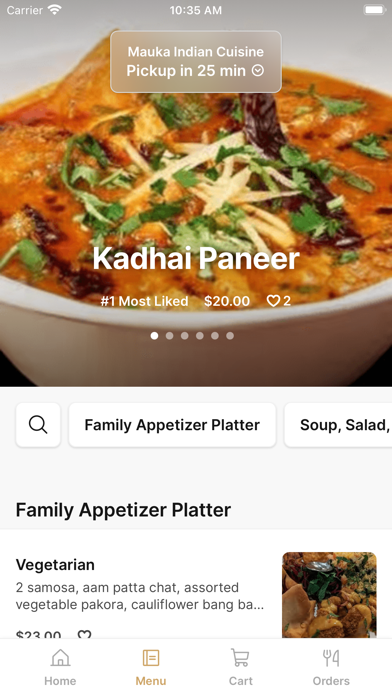 Mauka Indian Cuisine iPhone screenshot 2 - Food & Drink app
