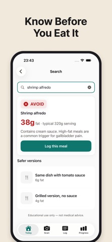 Gallbladder Diet: Food Scan iPhone screenshot