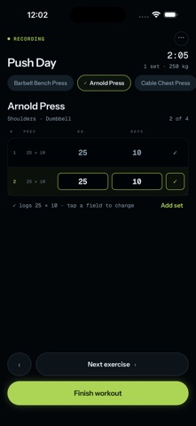 Kratos - Voice Workout Logging iPhone screenshot
