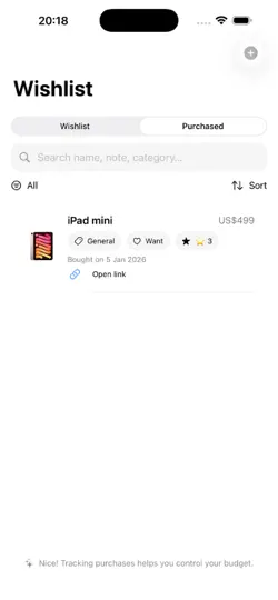 Screenshot von WishList Logs auf dem iPhone 2