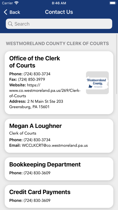 Westmoreland Clerk of Courts Screenshot