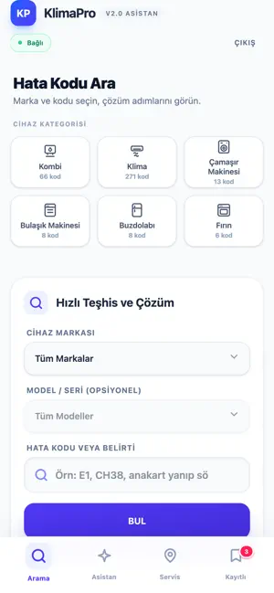 KlimaPro — Arıza ve Hata Kodu screenshot 1